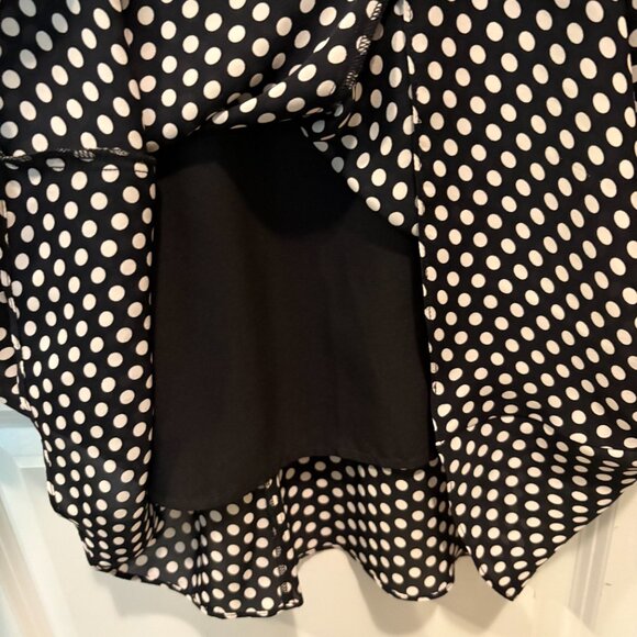 Milly "Gabby" 100% Silk Polka Dot Midi Dress w/ Tie Neck + Cap Sleeves, Size 4 - Picture 8 of 10